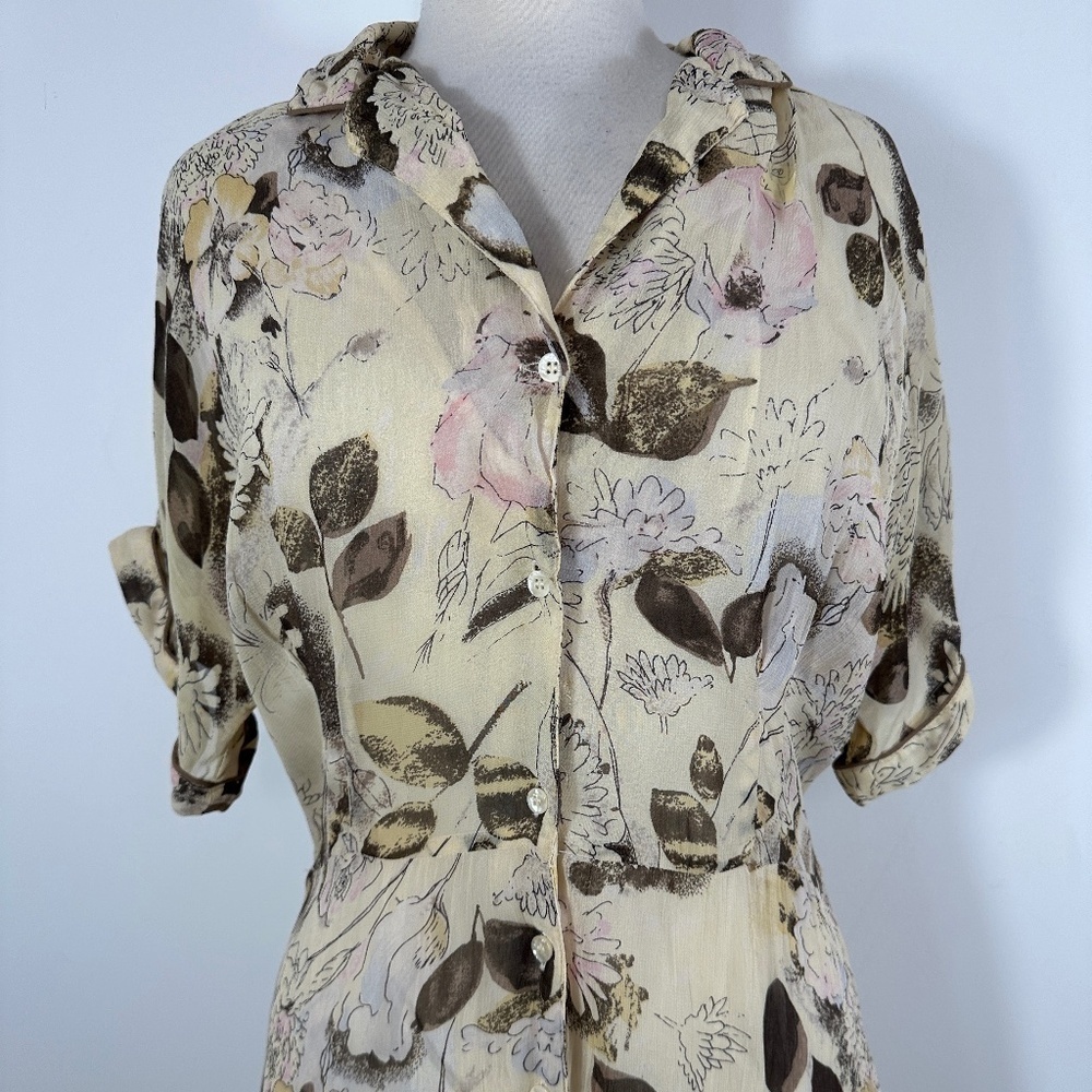 Komil Honolulu Hawaii Vintage 1980’s Buttons Floral Cottagecore Sundress Sz L - Picture 3 of 13